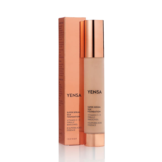 YENSA Serum Foundation swirl on hand demonstrating creamy texture for seamless blending.