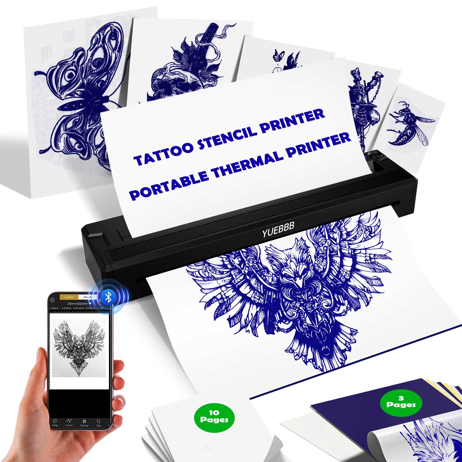 YUEBBB tattoo stencil printer portable, compact on-the-go solution for tattoo artists.